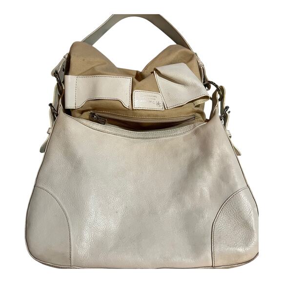 Vintage DR Pelletterie Firenze Handbag Shoulder Tote Italian Leather Bone White - Picture 4 of 11